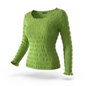 Sweaterworks lime green ruched long-sleeve top Size Medium
